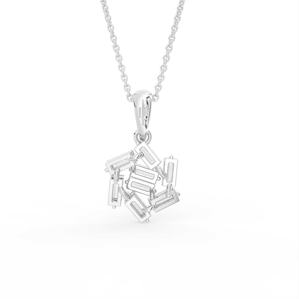 18K Circular Baguette Diamond Pendant — BACK