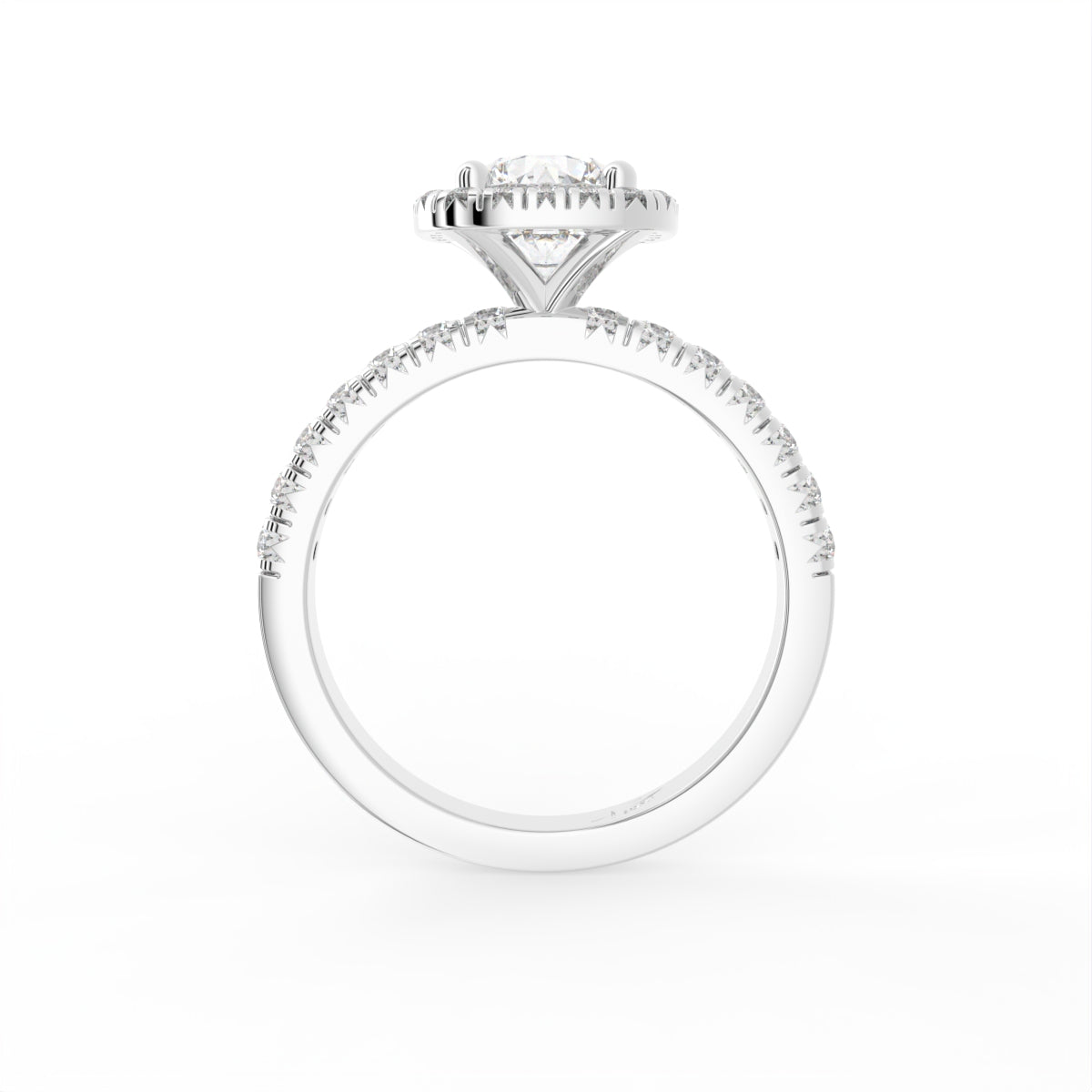 18K Halo Round Diamond Ring — FRONT