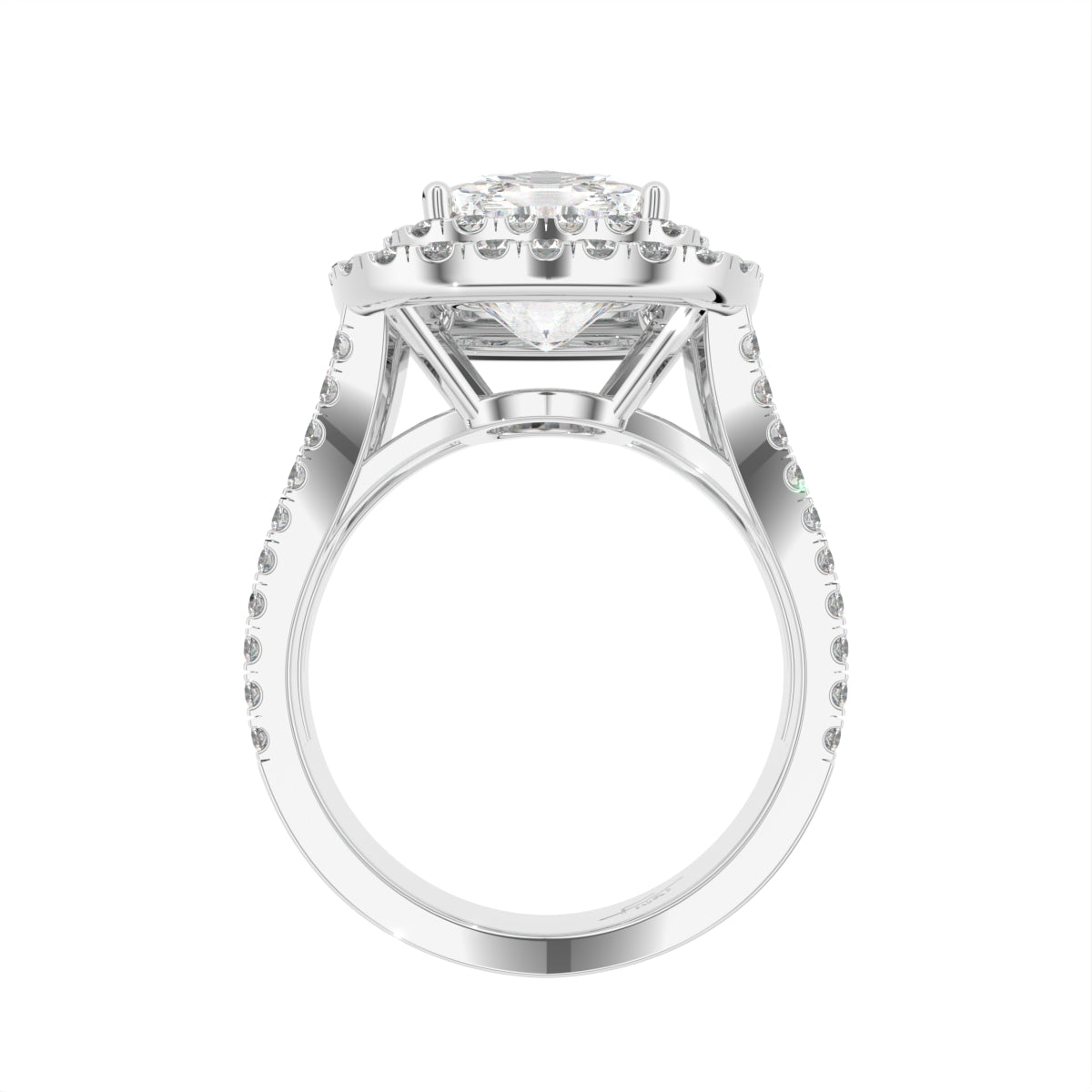 18K Halo Cushion Diamond Engagement Ring — FRONT