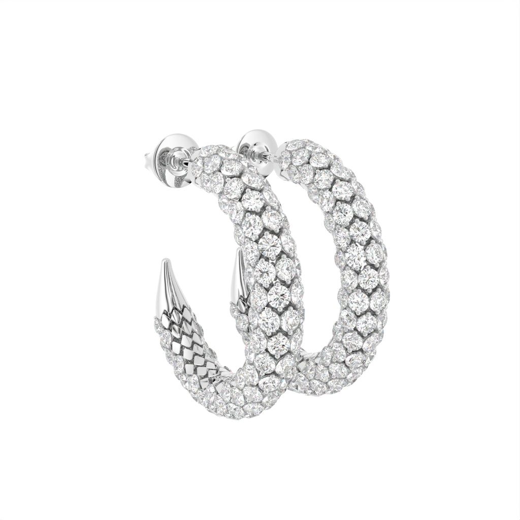 18K Pave Diamond Earrings — 3D VIEW