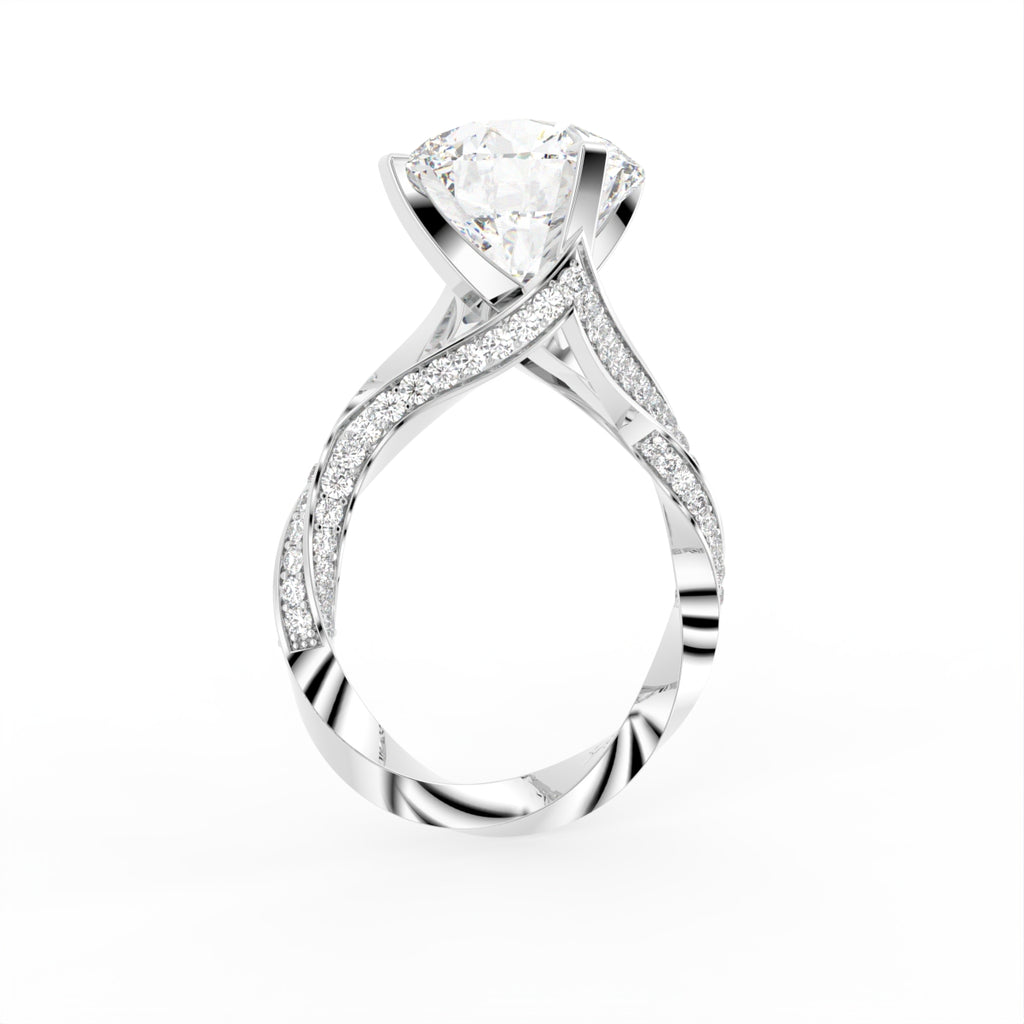 18K Solitaire Round Diamond Engagement Ring — 3D VIEW