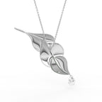 18K Yellow Gold Leaf Pear Diamond Pendant — BACK