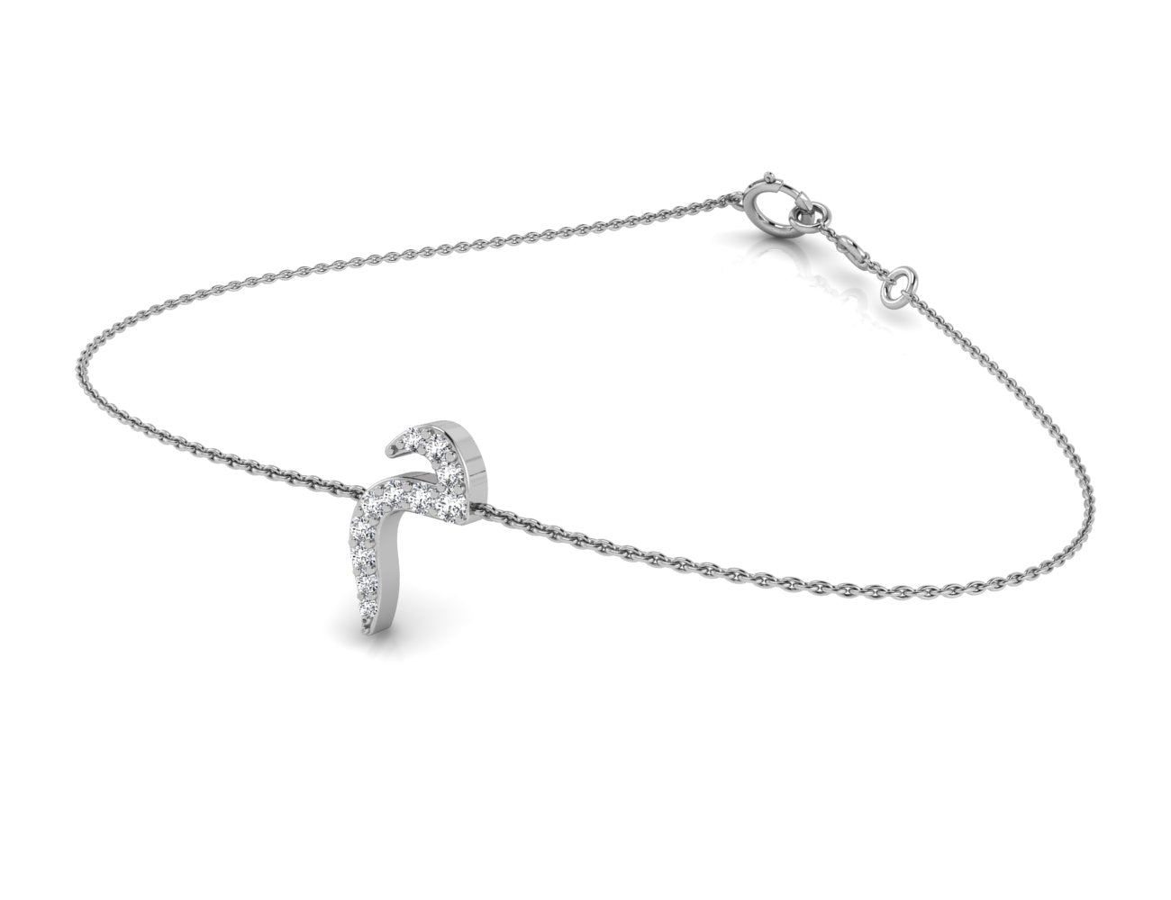 18K Arabic Alphabet Diamond Bracelet — 3D VIEW