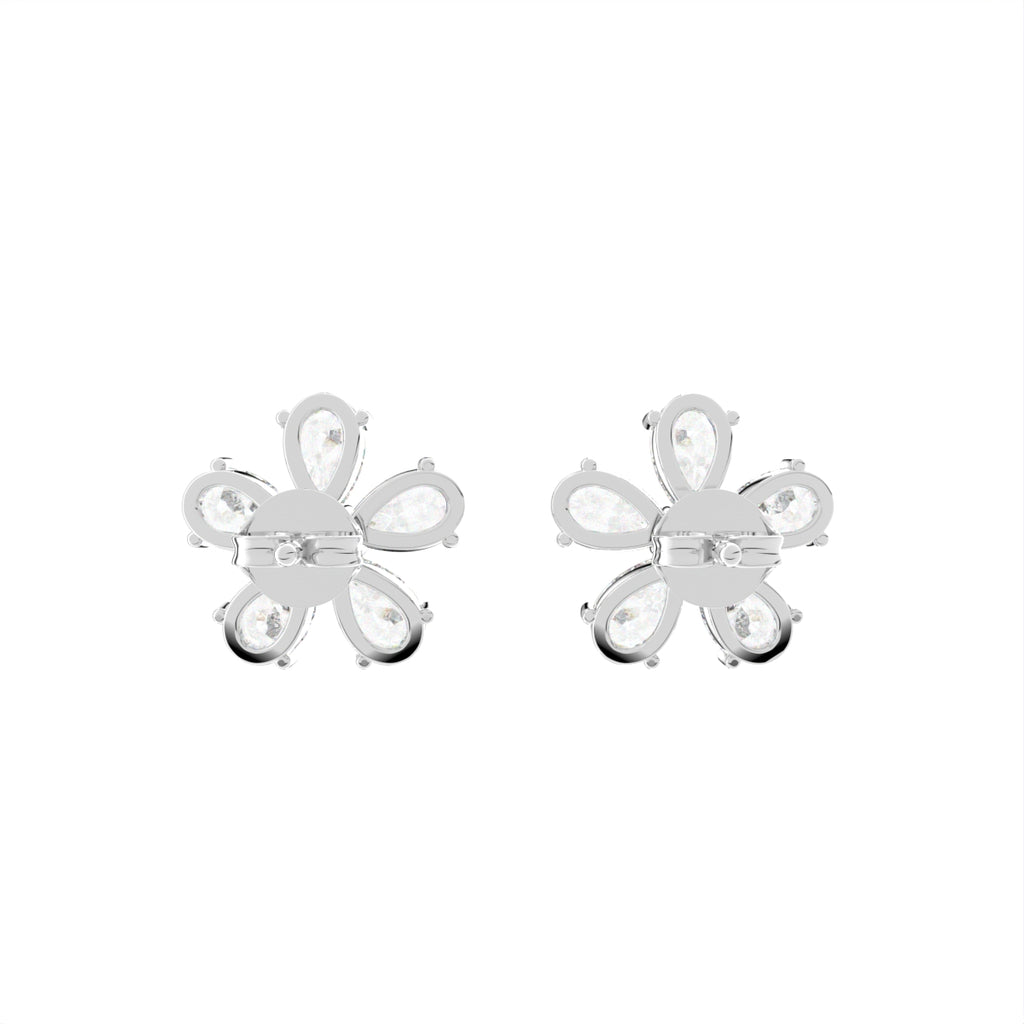 vimg:FJ4925|vimg:FJ4926|14K White Gold Pear Floral Diamond Earrings — BACK