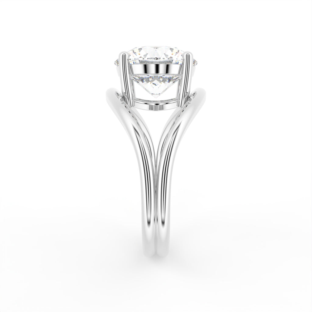 18K Yellow Gold Solitaire Round Diamond Ring — SIDE