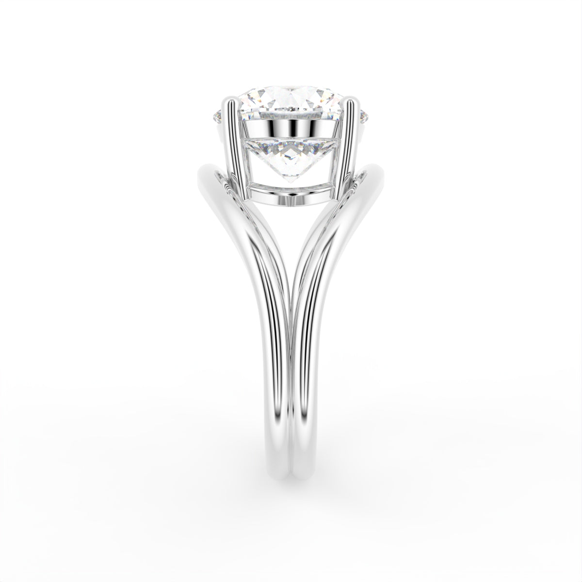 18K Yellow Gold Solitaire Round Diamond Ring — SIDE