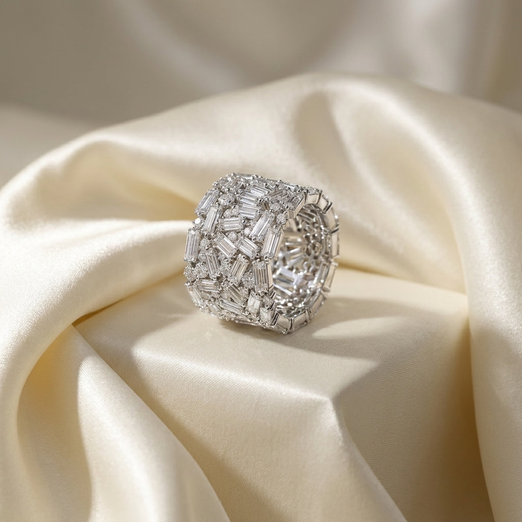 18K White Gold Baguette Diamond Ring