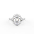 18K White Gold Halo Oval Diamond Engagement Ring — TOP