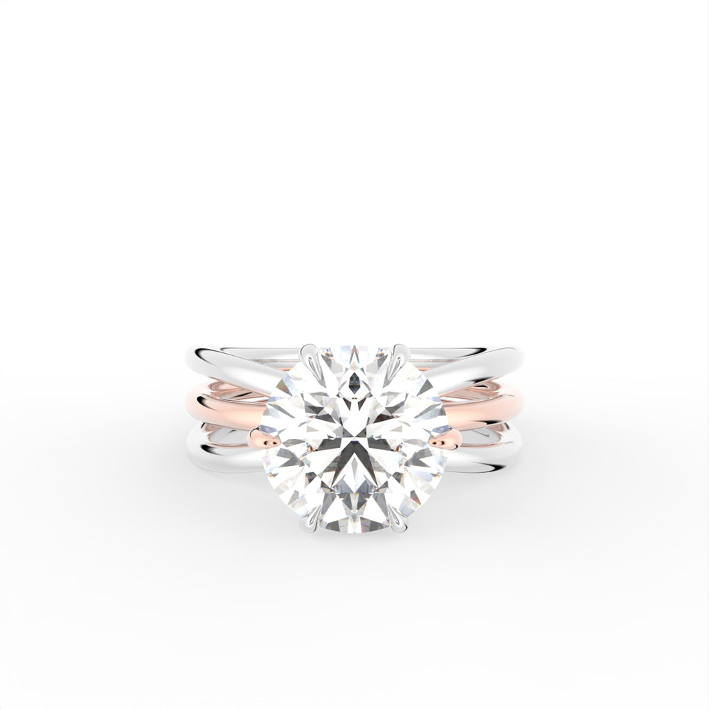vimg:FJ6267|vimg:FJ3514|18K Two Tone Solitaire Round Diamond Engagement Ring — TOP