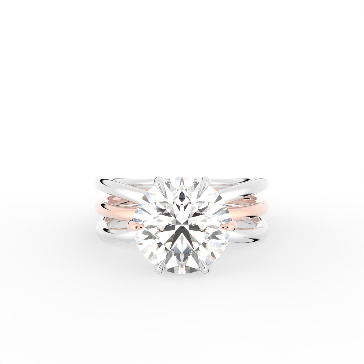 vimg:FJ6267|vimg:FJ3514|18K Two Tone Solitaire Round Diamond Engagement Ring — TOP