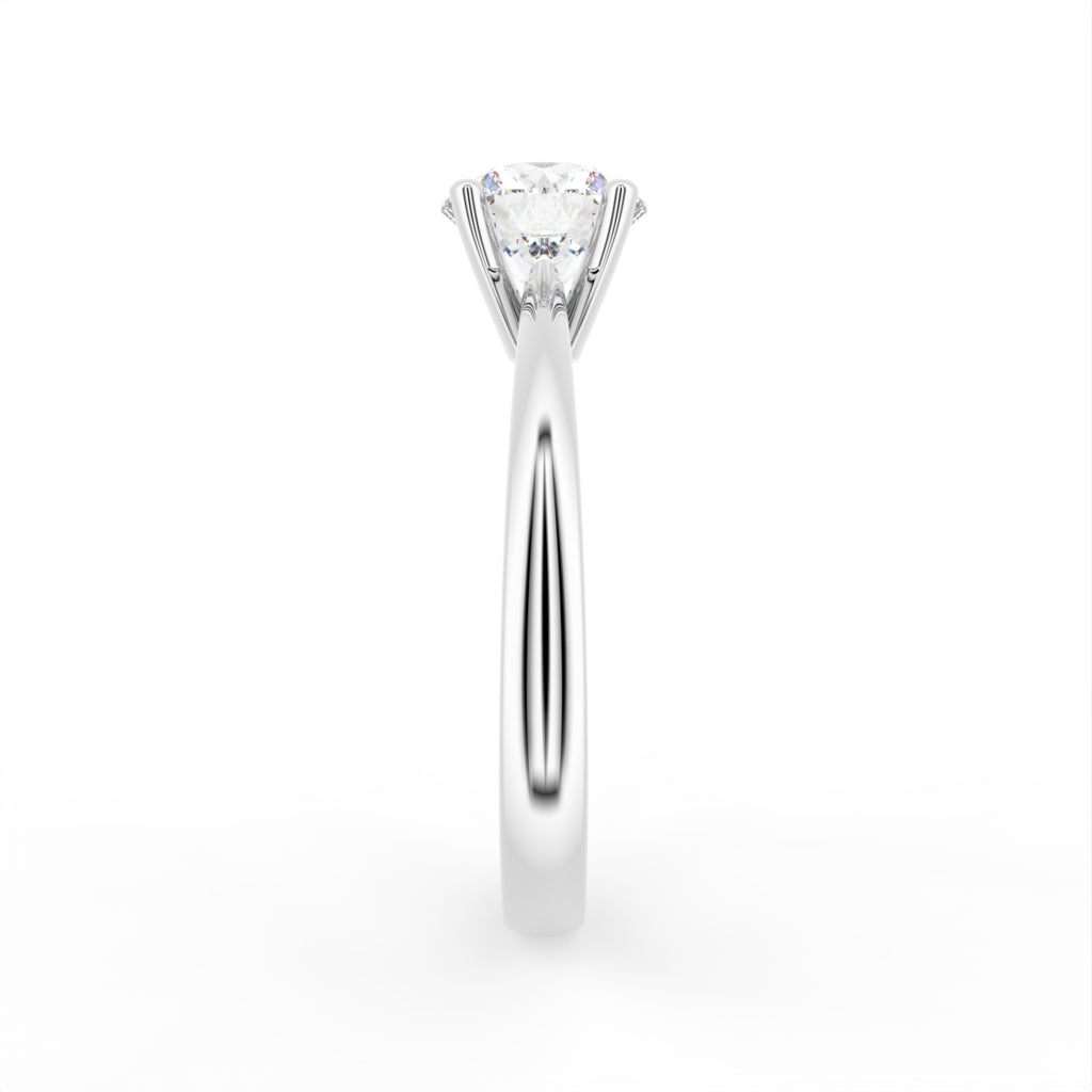 18K Solitaire Round Diamond Engagement Ring — SIDE
