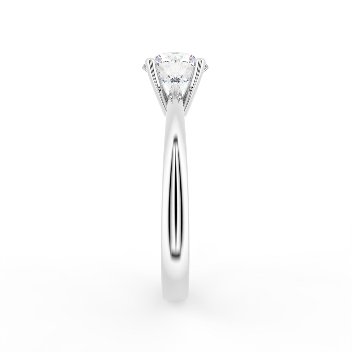 18K Solitaire Round Diamond Engagement Ring — SIDE