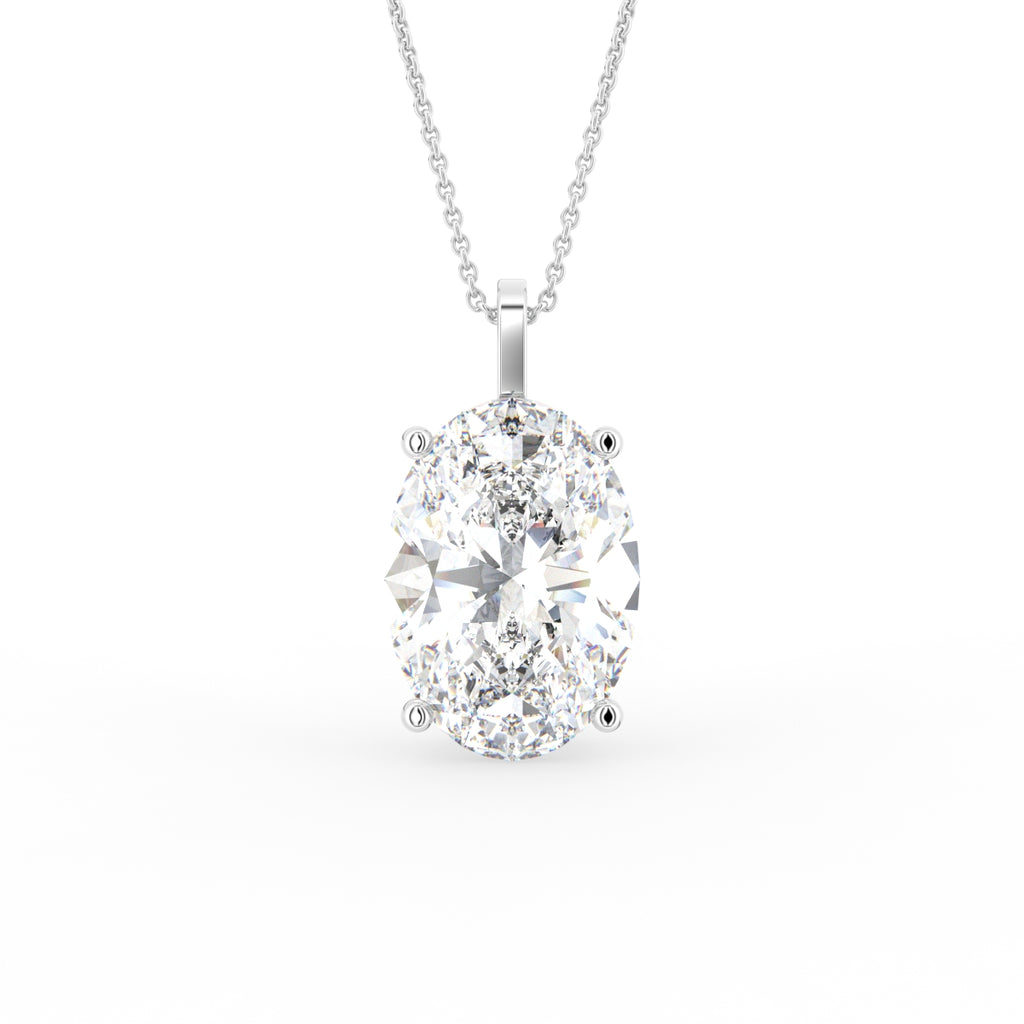 18K Solitaire Oval Diamond Pendant — FRONT