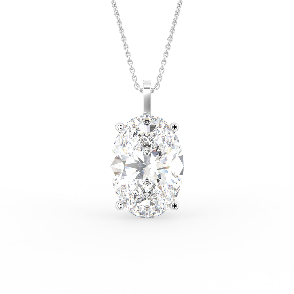 18K Solitaire Oval Diamond Pendant — FRONT