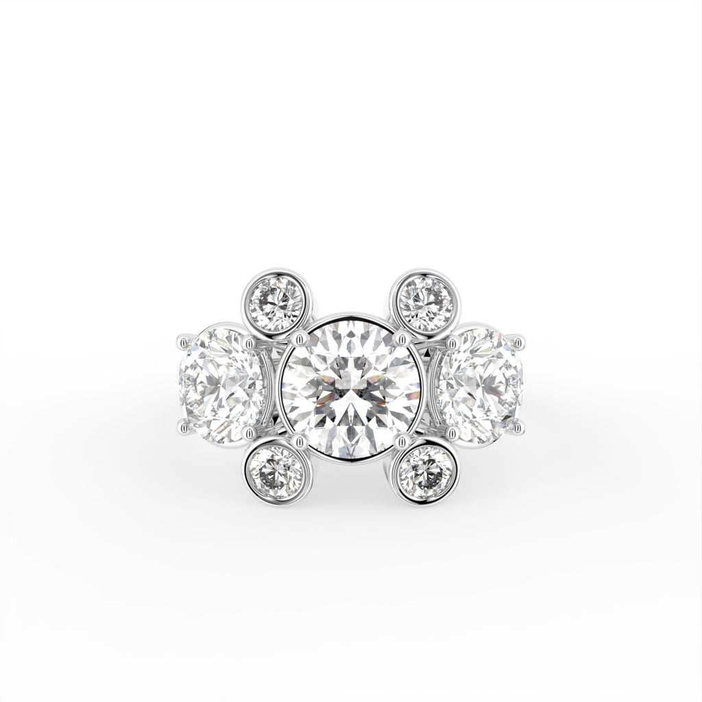 18K Bespoke Round Diamond Cocktail Ring — TOP