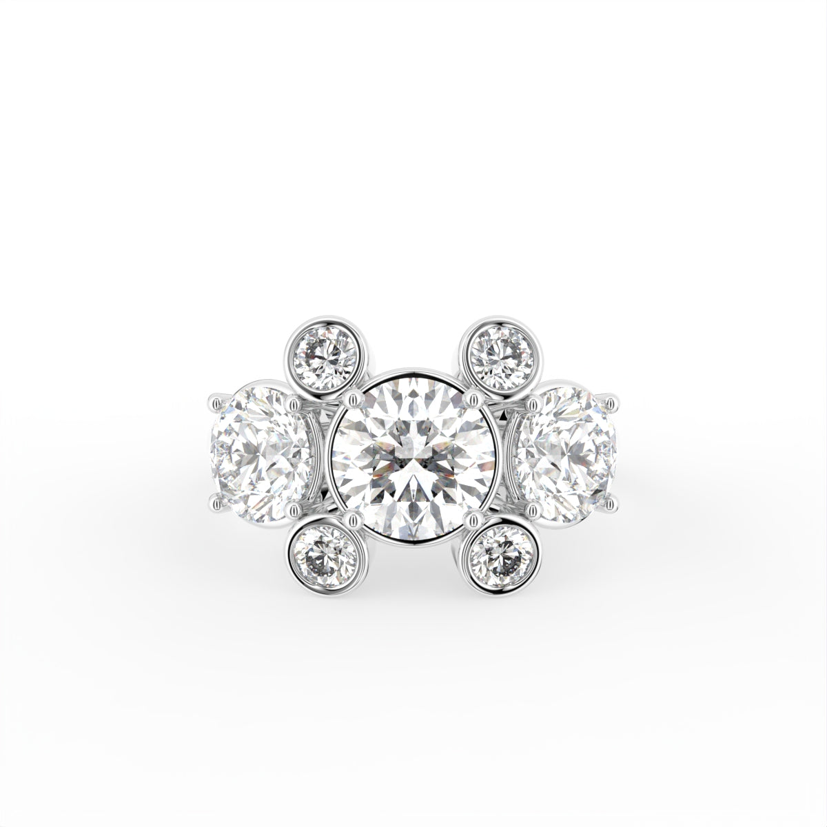 18K Bespoke Round Diamond Cocktail Ring — TOP