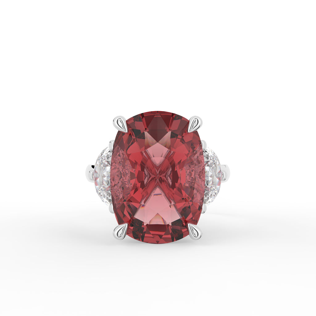 18K Red Cushion and Diamond Cocktail Ring — TOP