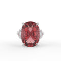 18K Red Cushion and Diamond Cocktail Ring — TOP