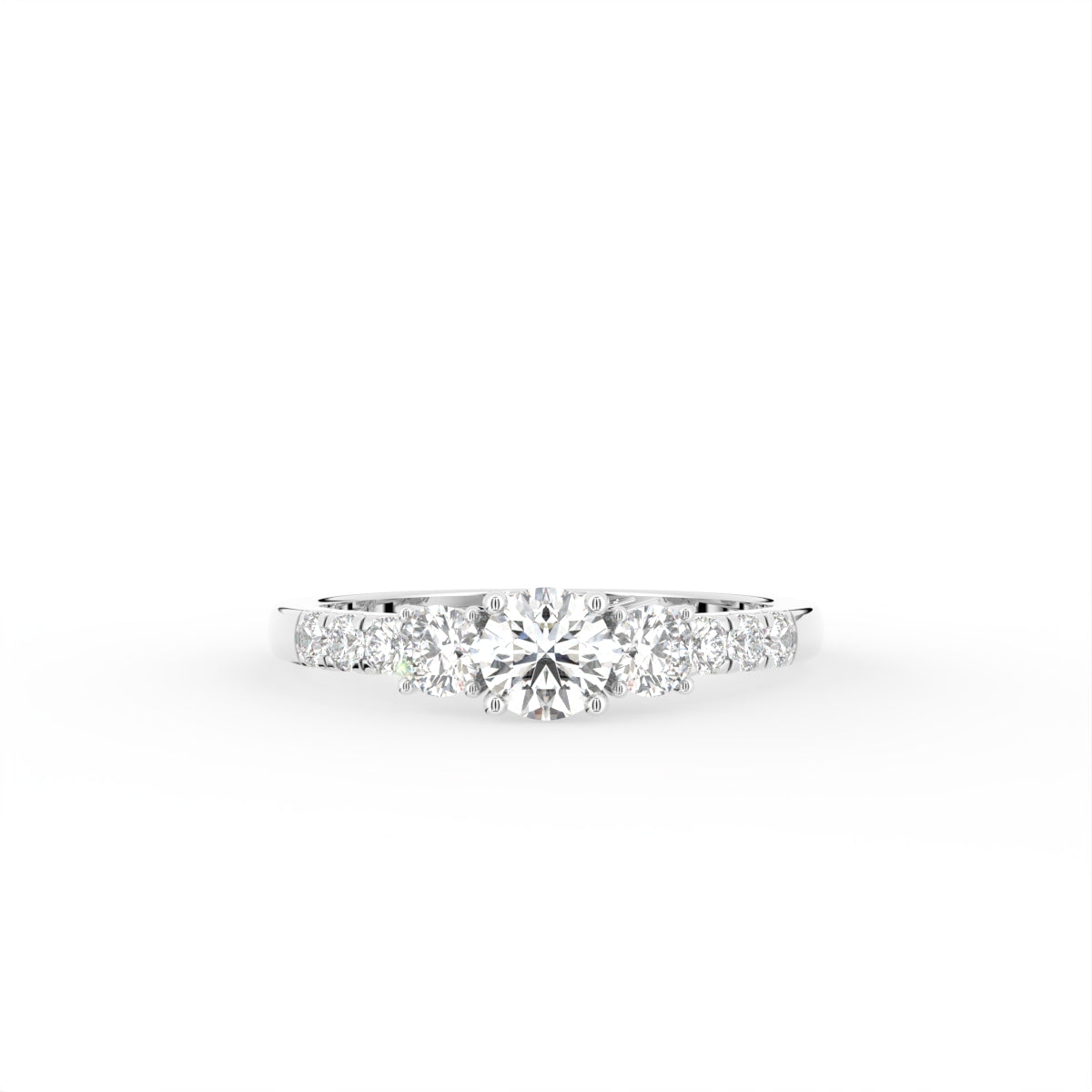 18K Bespoke Round Diamond Trilogy Ring — TOP