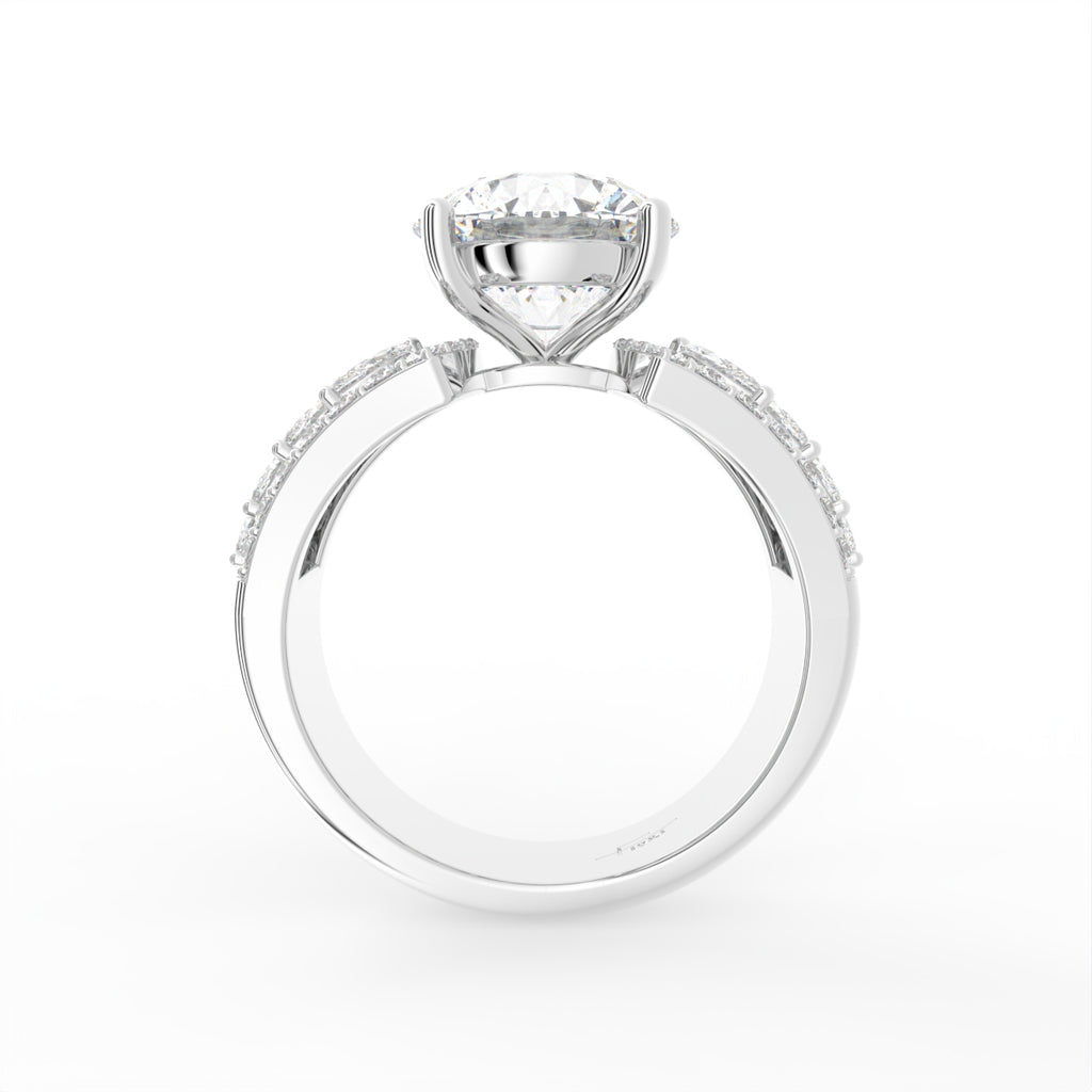 18K White Gold Solitaire Round Diamond Engagement Ring — FRONT