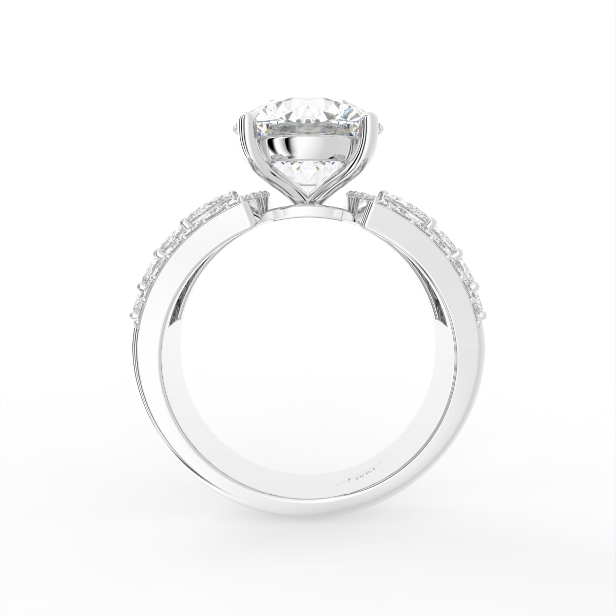 18K White Gold Solitaire Round Diamond Engagement Ring — FRONT