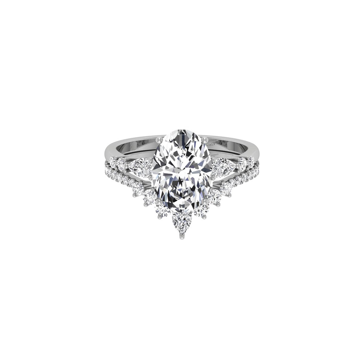 18K Bespoke Oval Diamond Engagement Ring — TOP