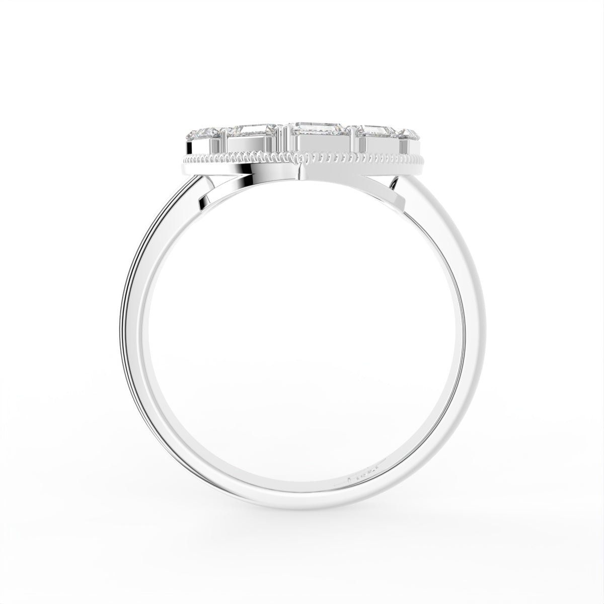 18K Rose Gold Heart Baguette Diamond Ring — FRONT