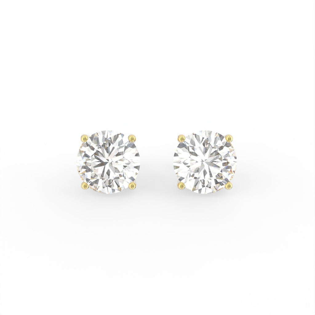 14K White Gold Solitaire Round Diamond Stud Earrings — TOP