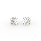 14K White Gold Solitaire Round Diamond Stud Earrings — TOP