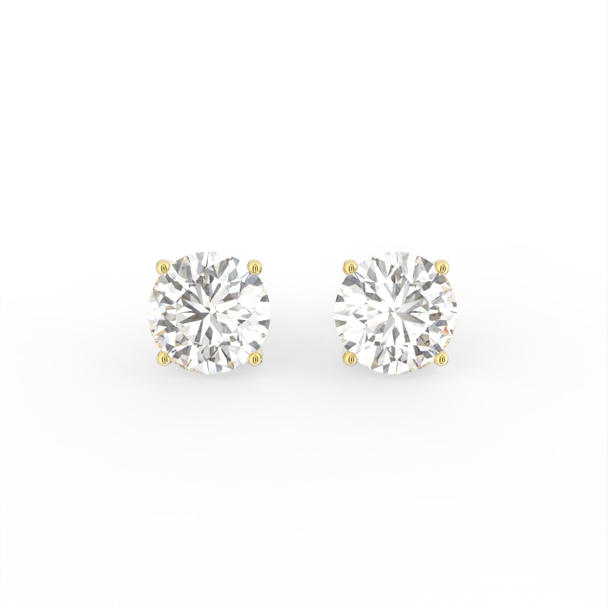 14K White Gold Solitaire Round Diamond Stud Earrings — TOP