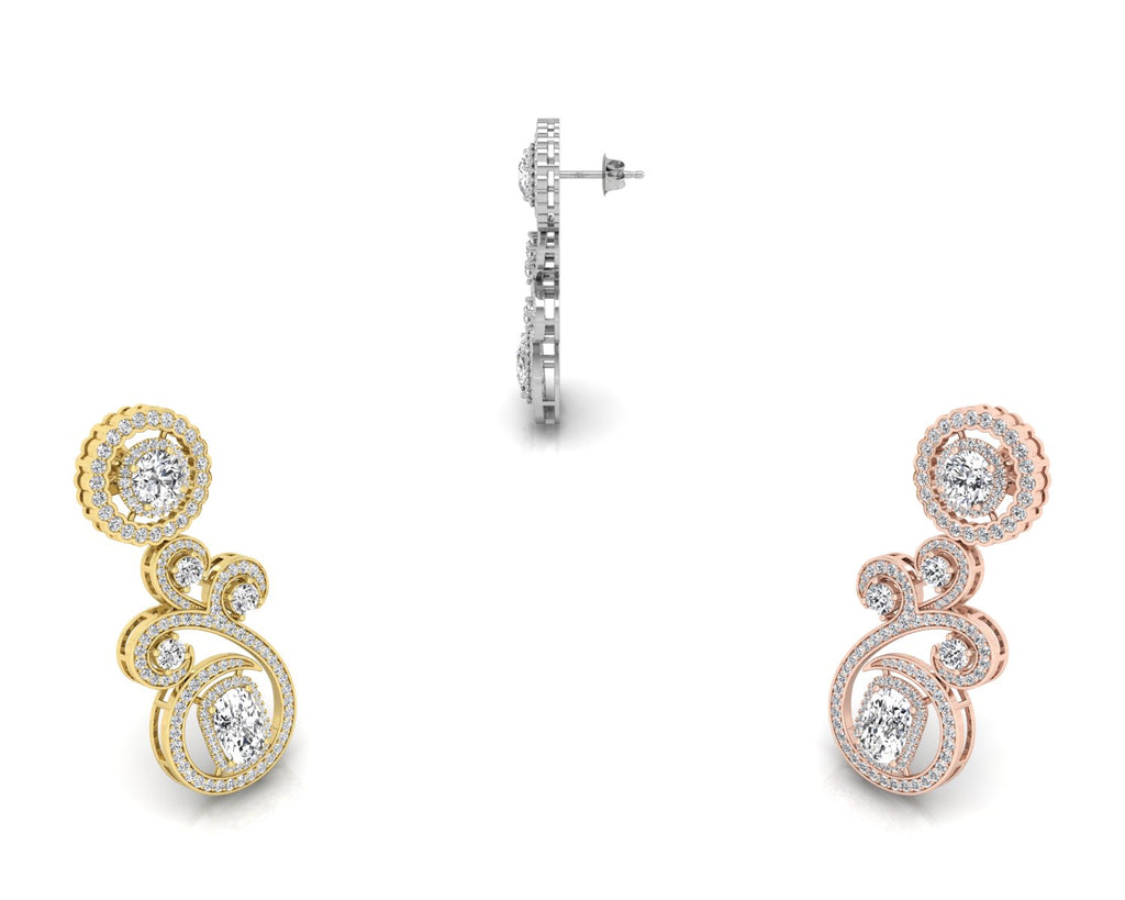 18K Emerald Round Bespoke Diamond Earrings — 3 COLOR