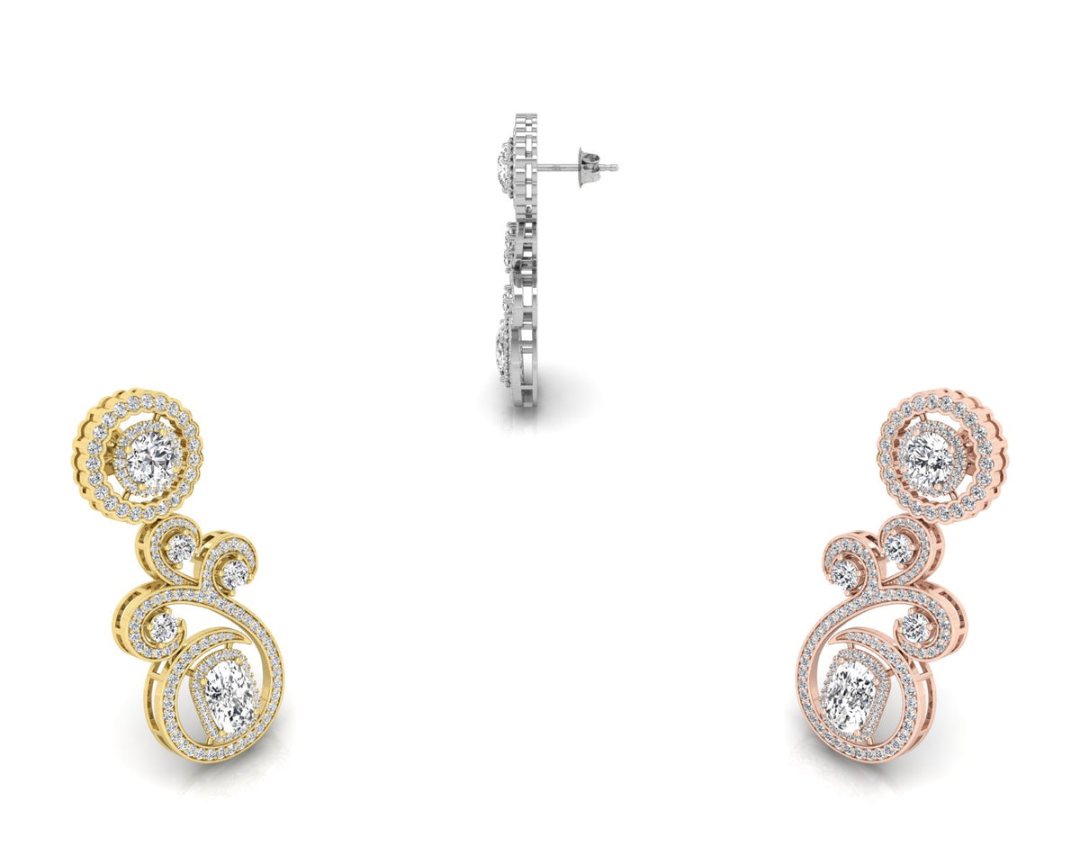 18K Emerald Round Bespoke Diamond Earrings — 3 COLOR