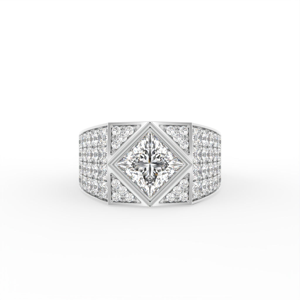 18K White Gold Bespoke Pave Diamond Ring — TOP