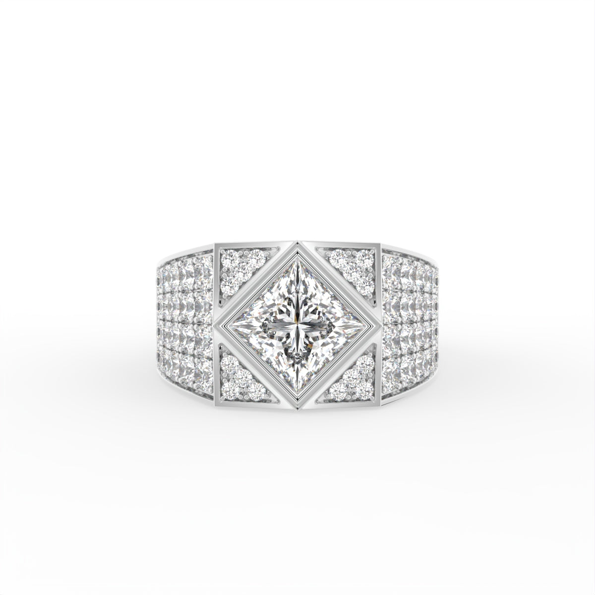 18K White Gold Bespoke Pave Diamond Ring — TOP
