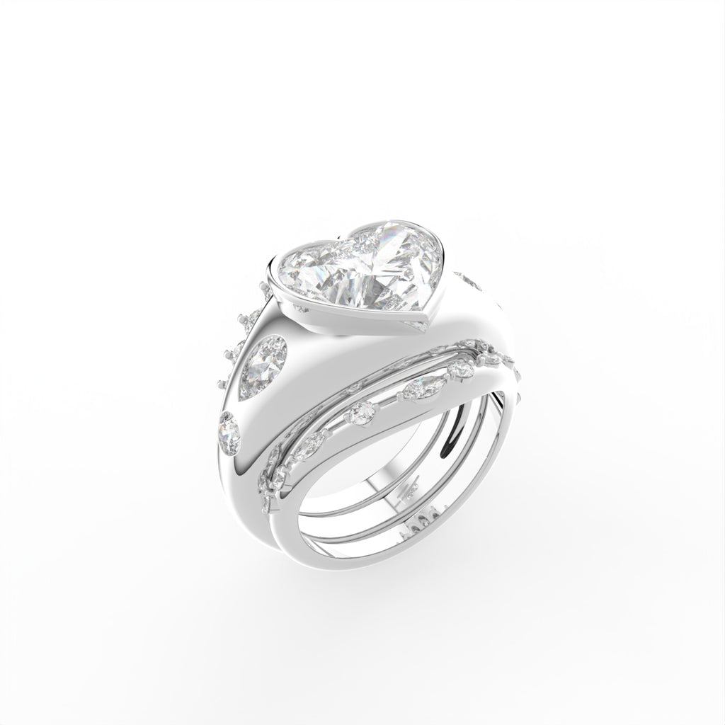 Sterling Silver Heart Diamond Ring — IMAGE URL