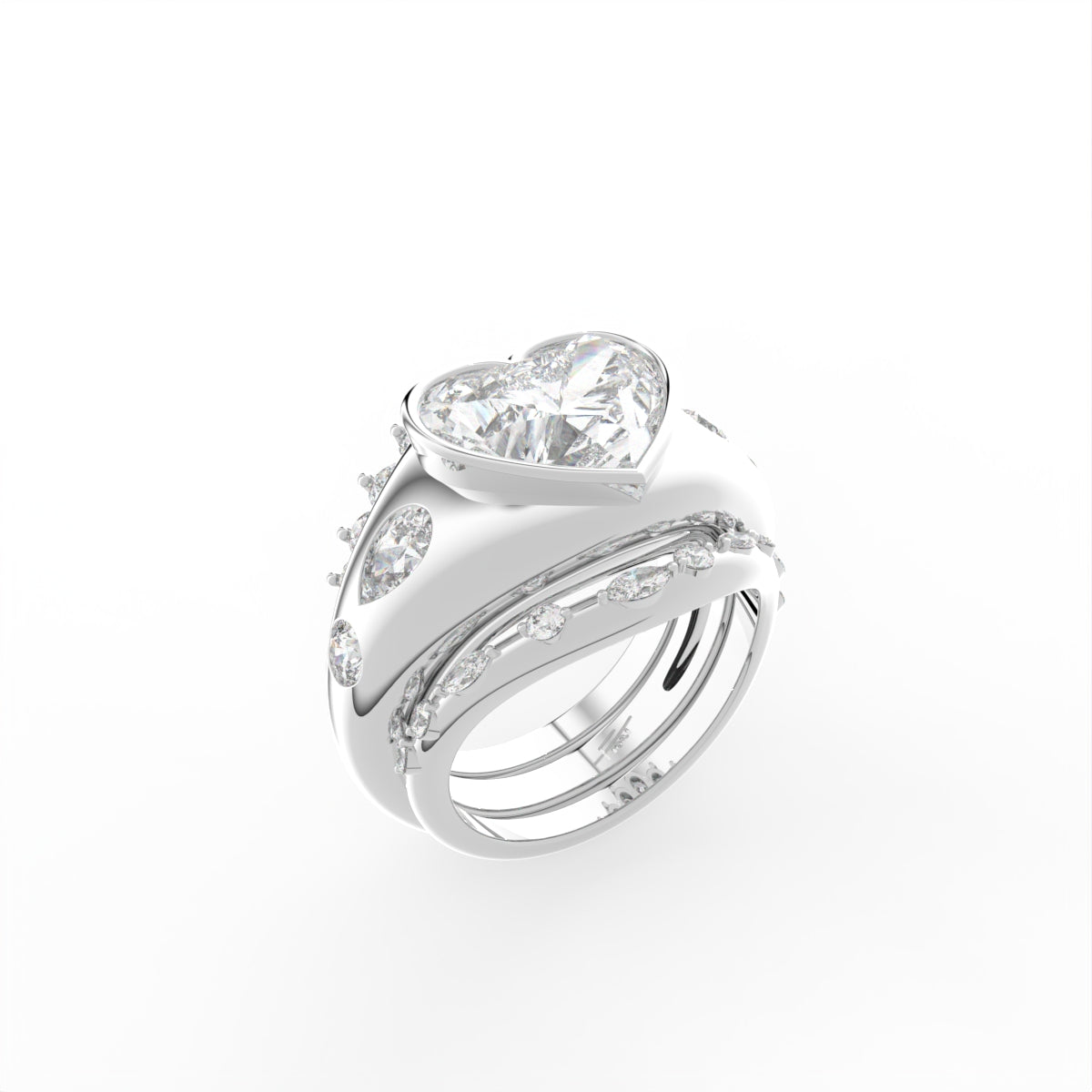 Sterling Silver Heart Diamond Ring — IMAGE URL