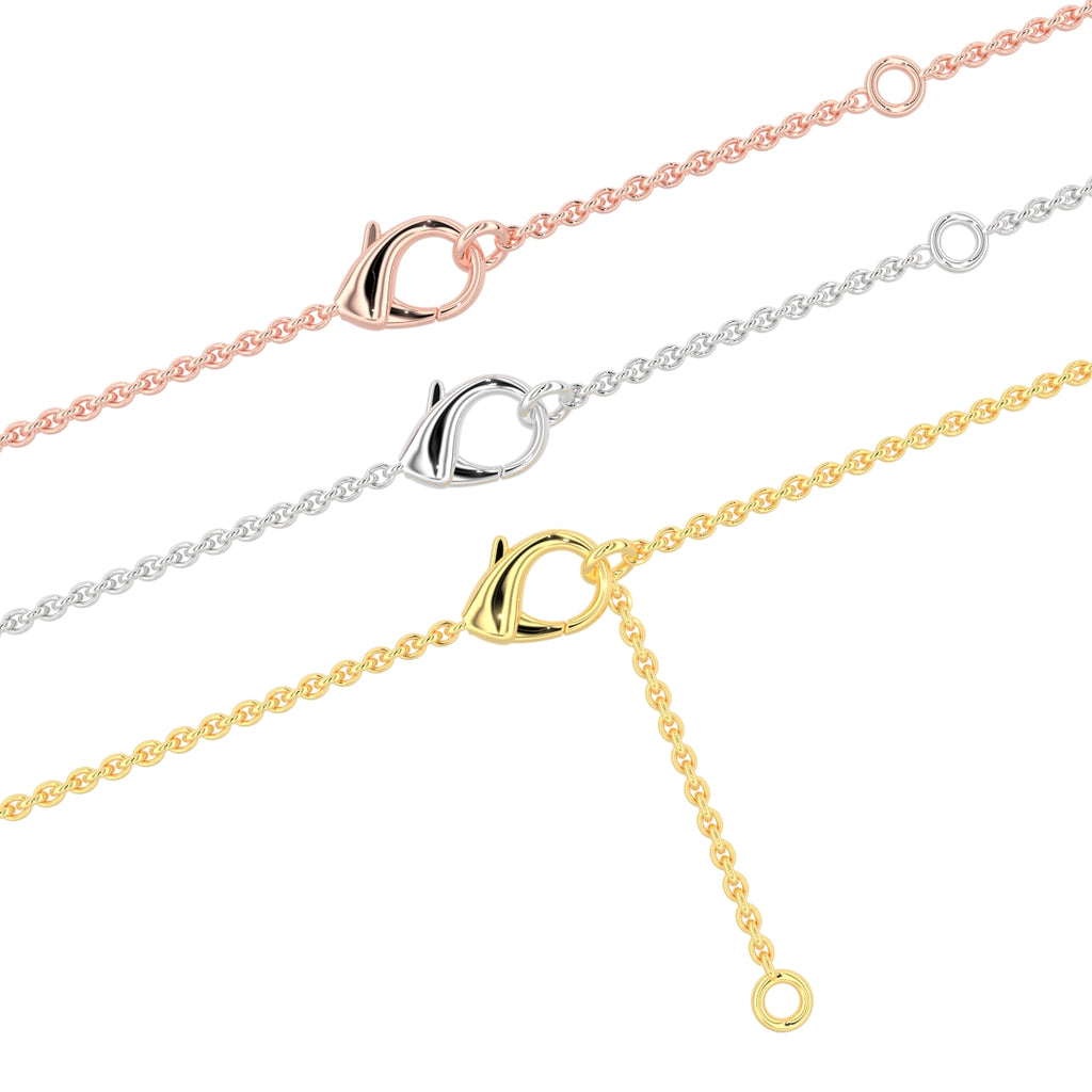 18K Solitaire Oval Diamond Pendant — CHAIN