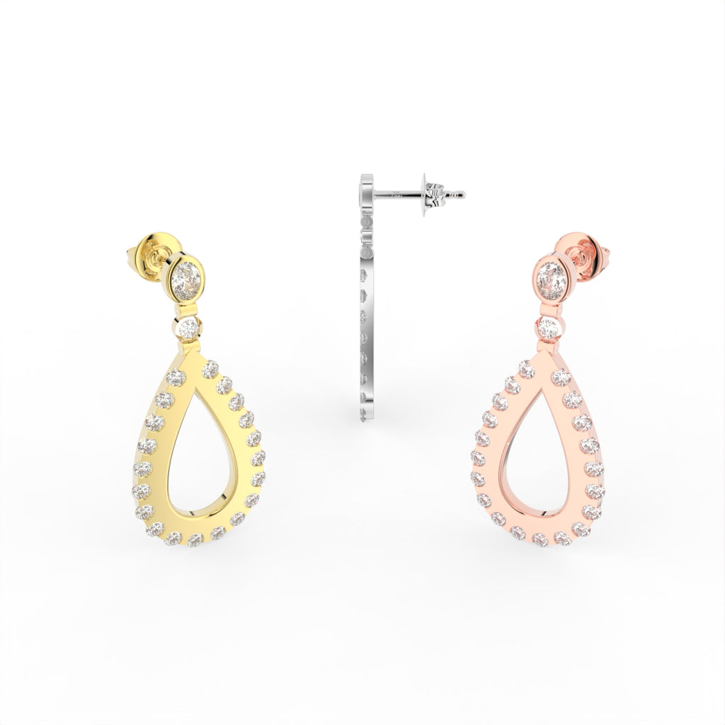 Sterling Silver Diamond Earrings — 3 COLOR