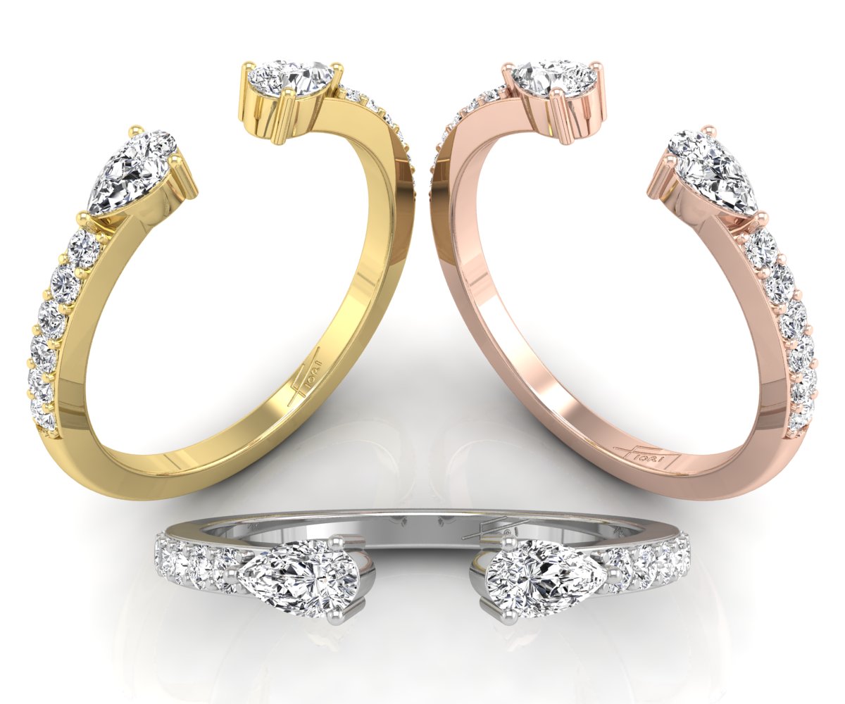 18K Bespoke Pear Diamond Ring — 3 COLOR
