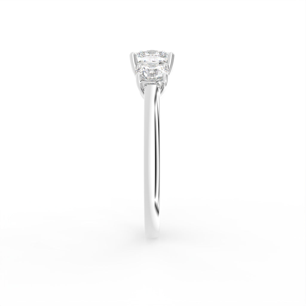 18K Trilogy Cushion Diamond Ring — SIDE