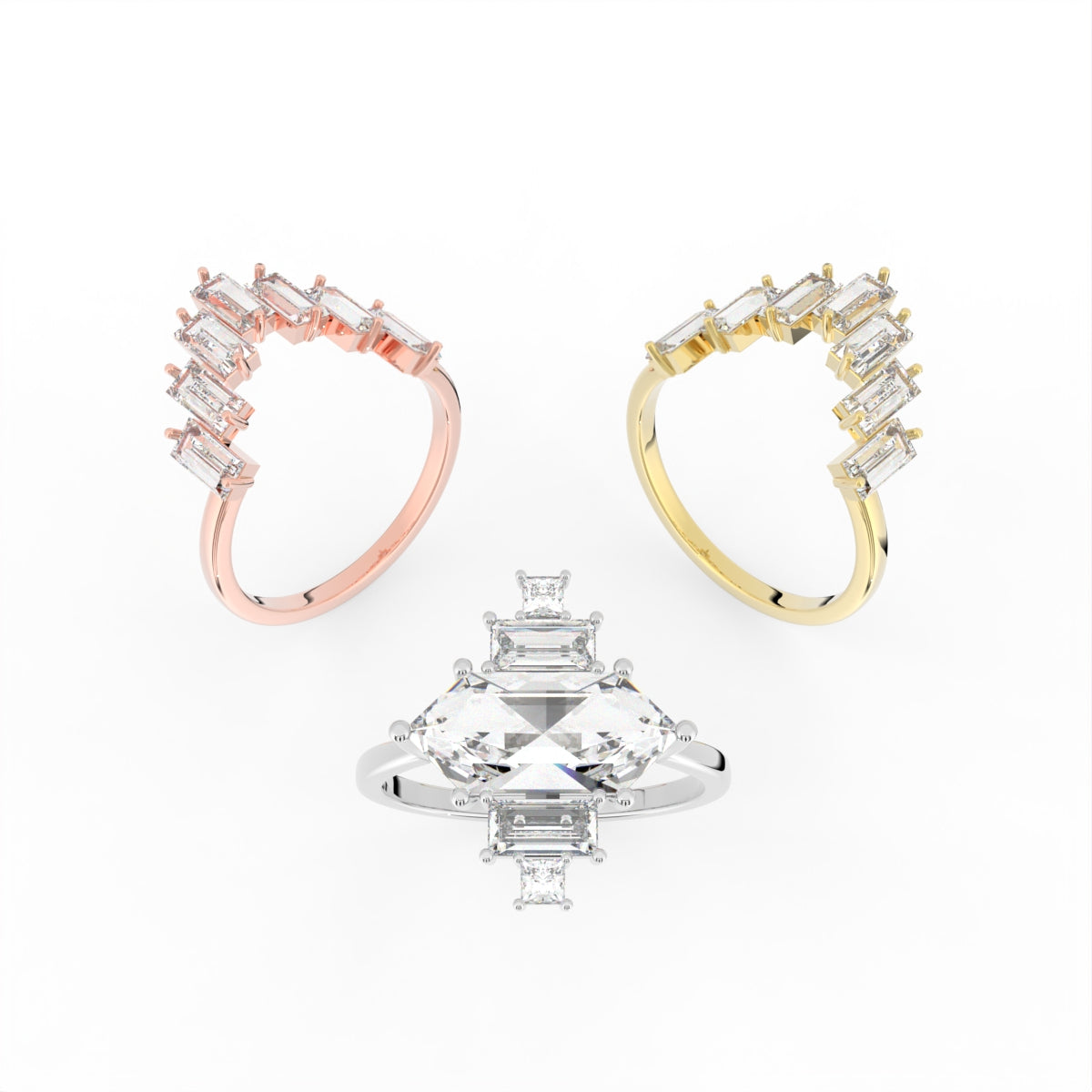 Sterling Silver Diamond Ring — 3 COLOR
