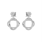 18K White Gold Round Diamond Drop Earrings — BACK