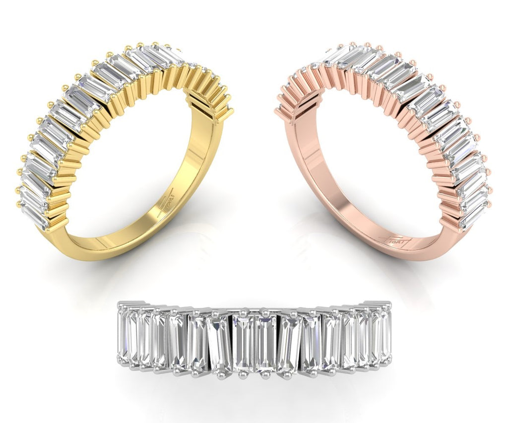 18K Eternity Baguette Diamond Ring — 3 COLOR
