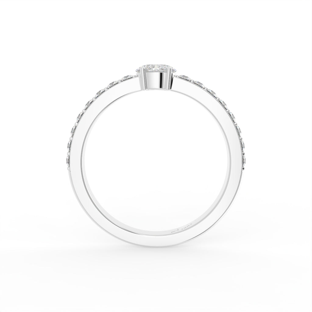 18K Shoulder Set Round Diamond Ring — FRONT