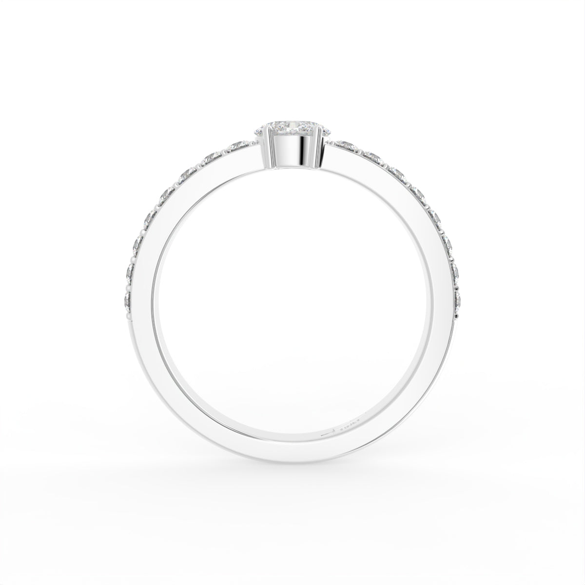 18K Shoulder Set Round Diamond Ring — FRONT