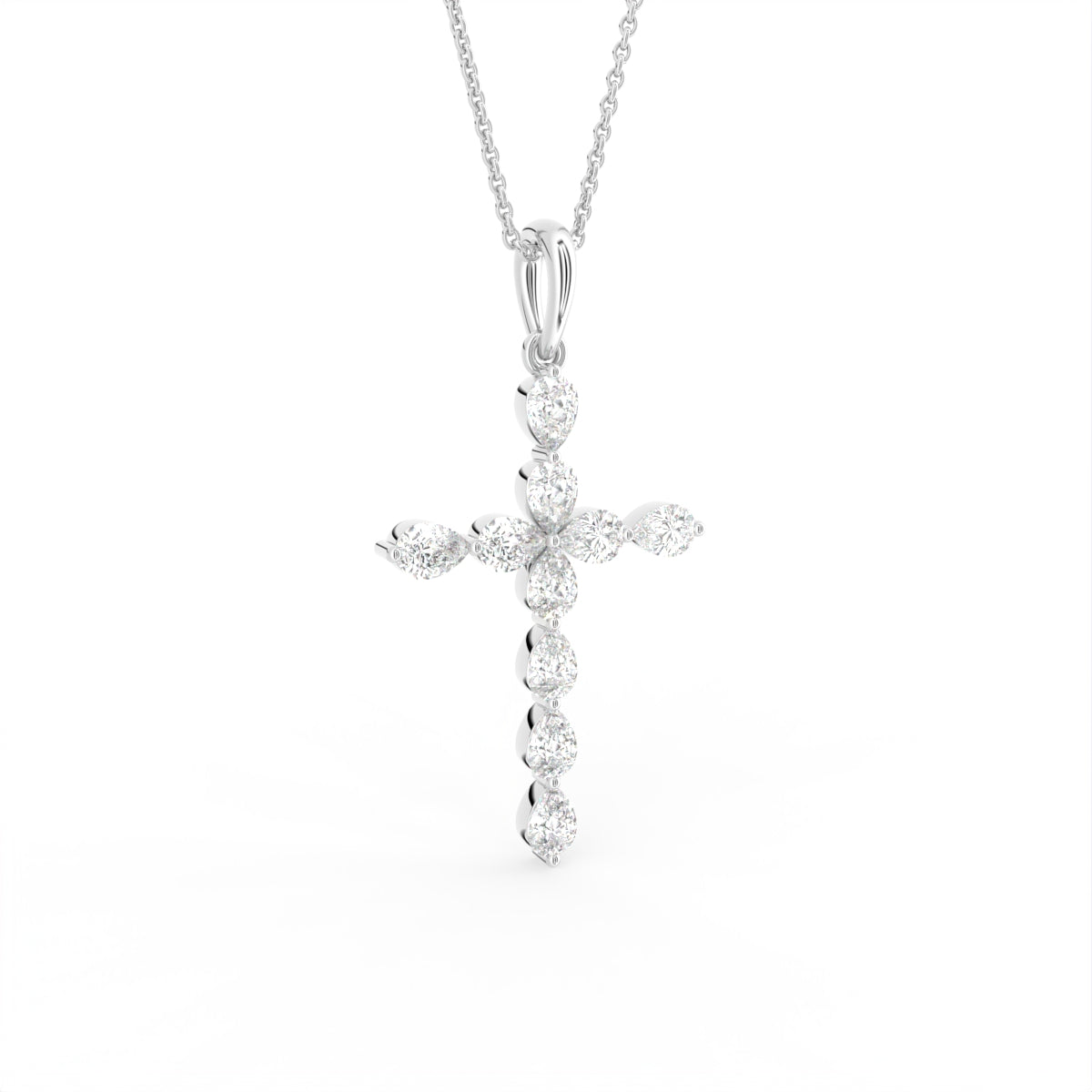 18K Cross Diamond Pendant — 3D VIEW