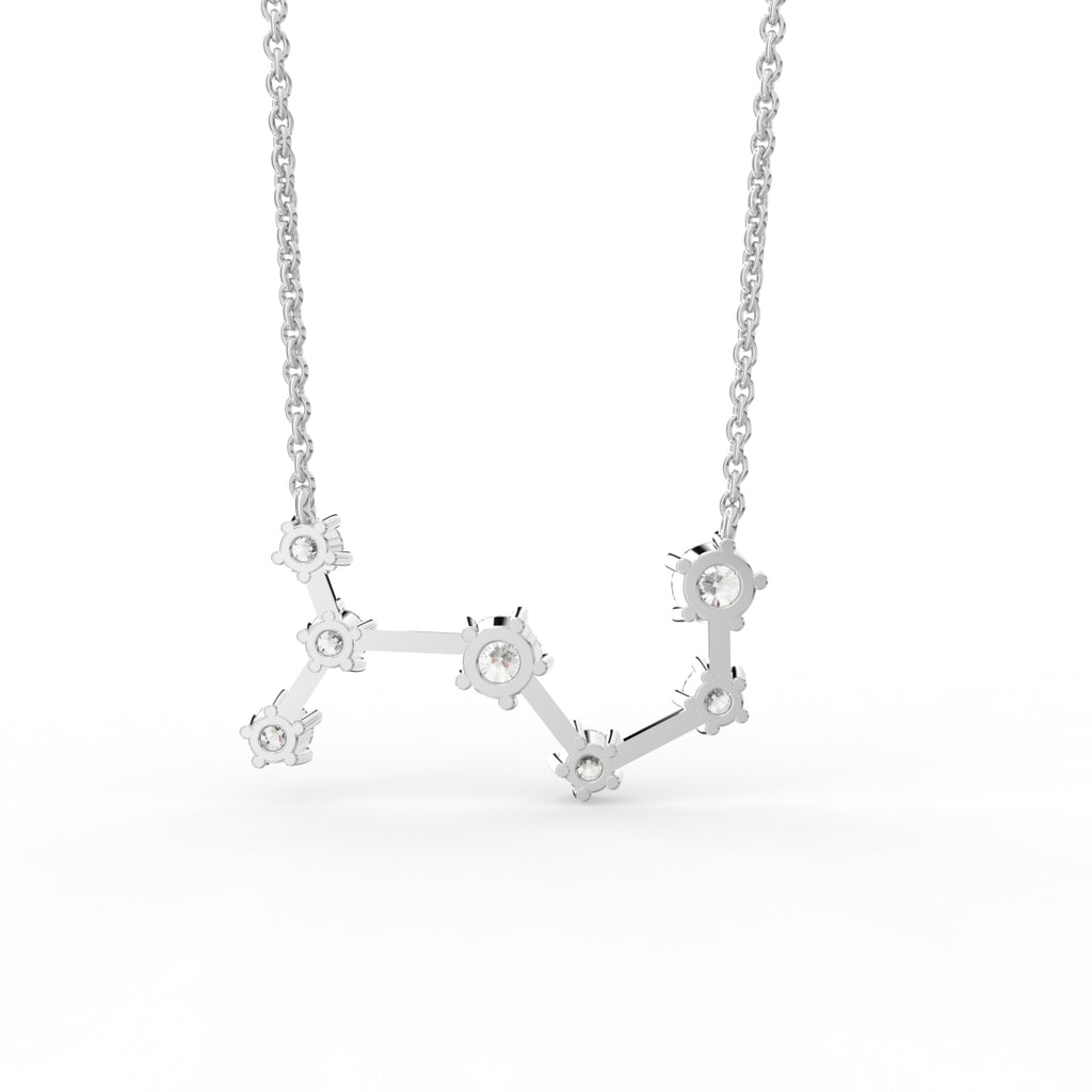 18K Yellow Gold Constellation Round Diamond Pendant — BACK