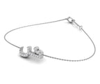 18K White Gold Arabic Alphabet Round Diamond Bracelet — 3D VIEW
