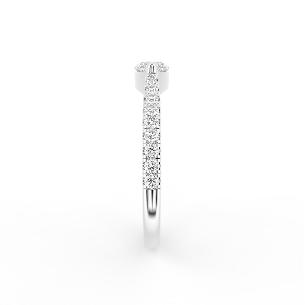18K Yellow Gold Marquise Diamond Promise Ring — SIDE