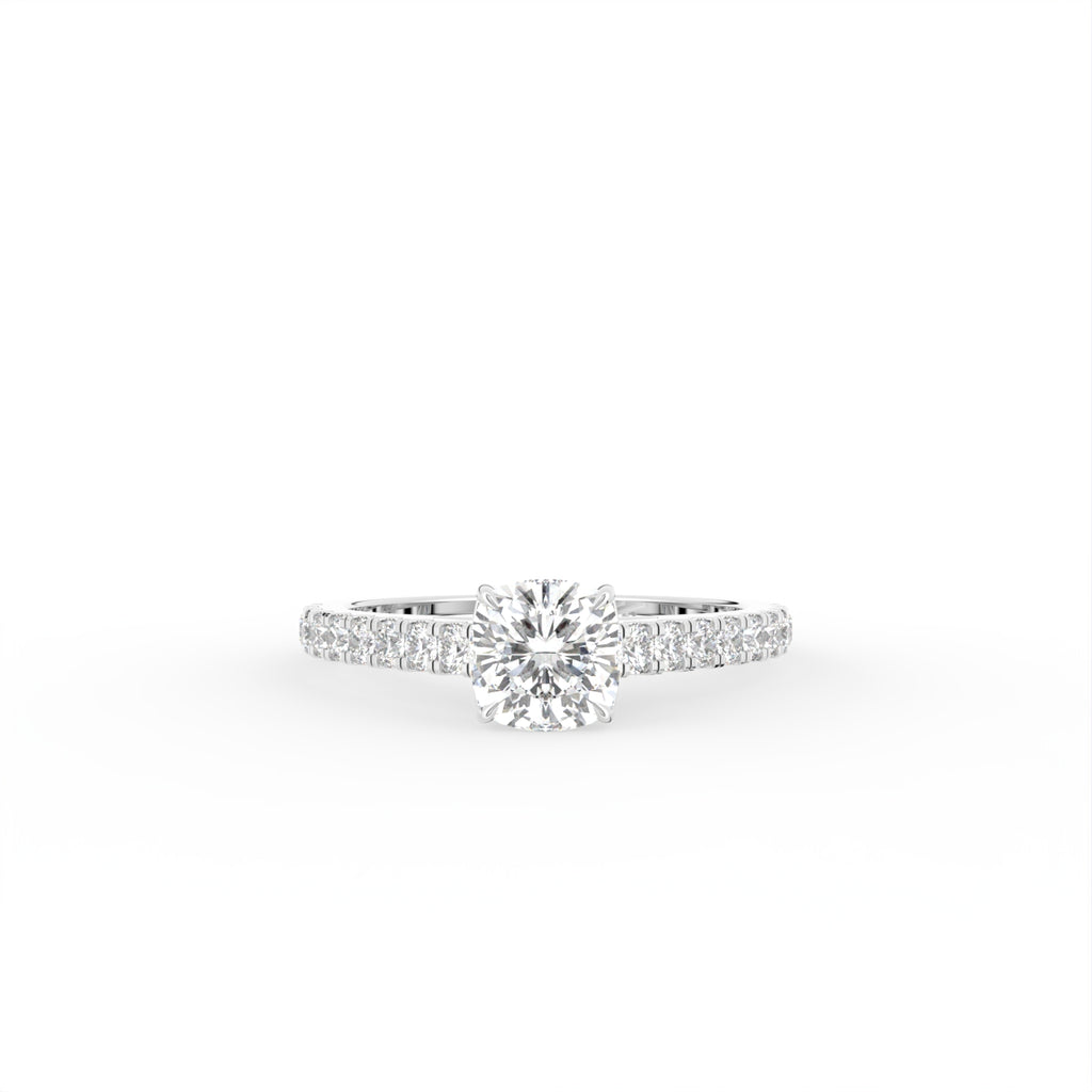 18K Cushion Diamond Engagement Ring — TOP